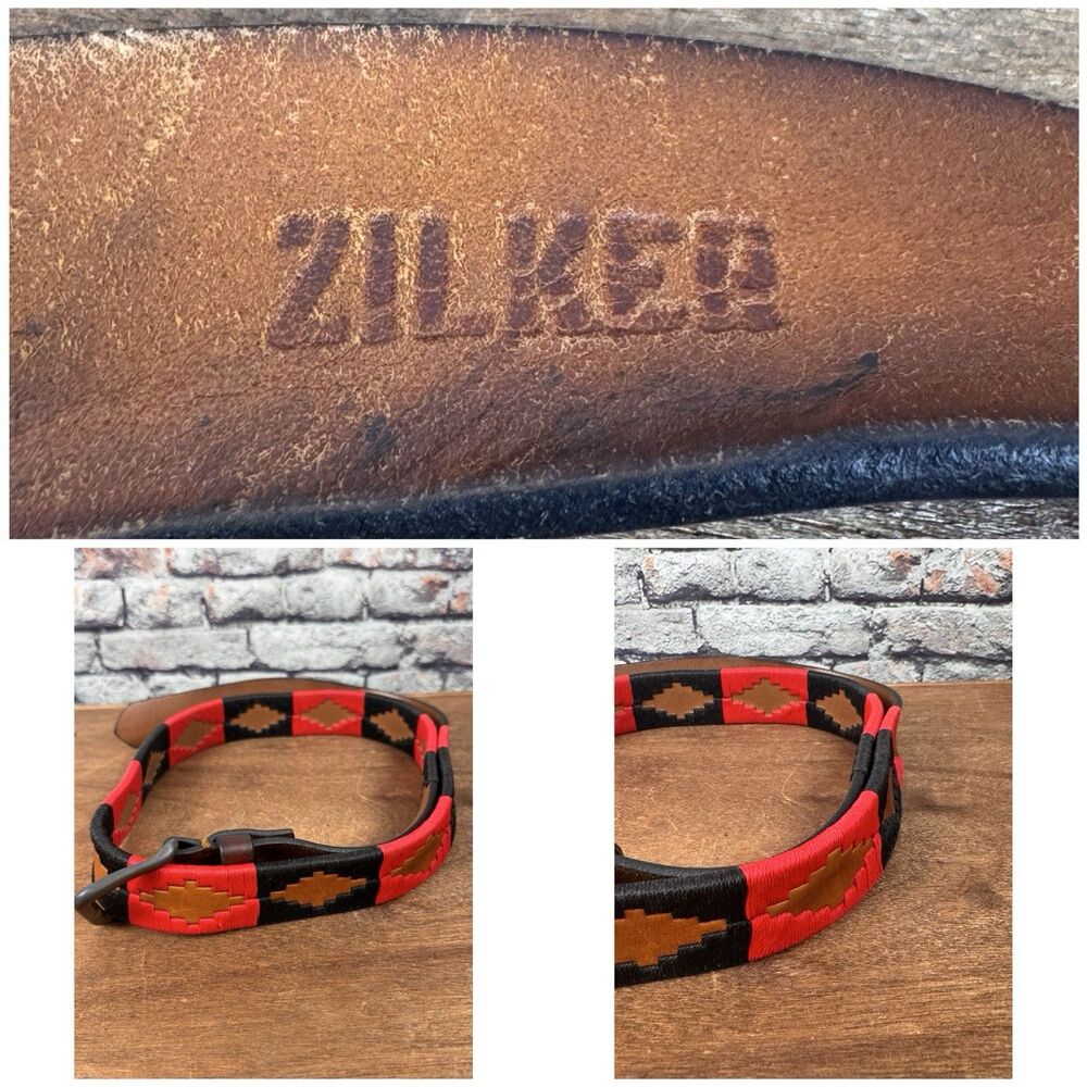 Zilker Genuine Leather Belt Handmade Argentina Pampa Diamond Western Pattern 38
